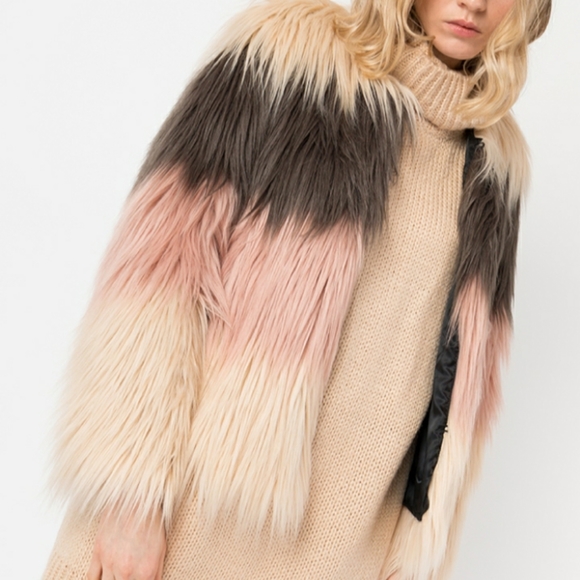 P.ROSSINI SHAGGI MULTICOLOURED FAUX FUR JACKET - Picture 2 of 4